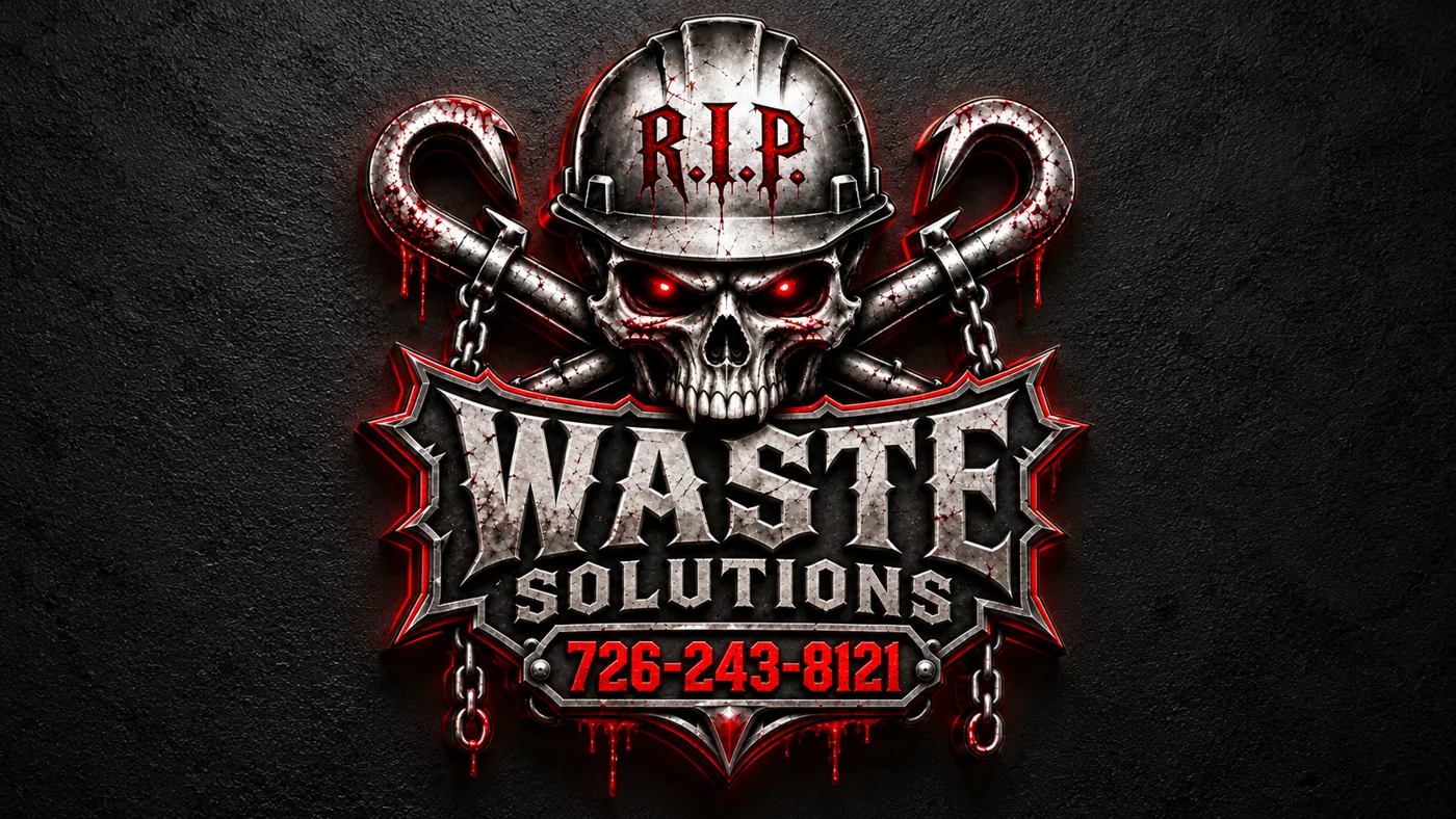 RIP Waste Solutions red and black 3D logo display